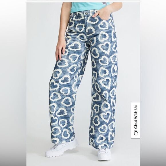The Ragged Priest Jeans Lover Print Release Jeans Wide Leg High Rise Size 34 - Picture 1 of 12